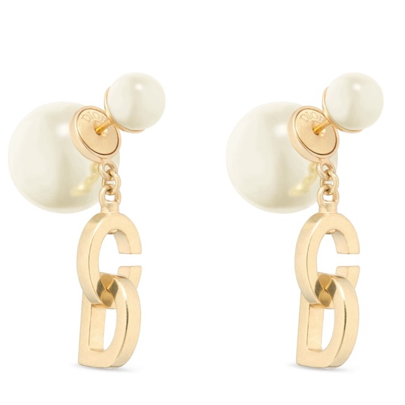 Dior Tribales Earrings Gold-Finish Metal and White Resin Pearls - Picture 1 of 16